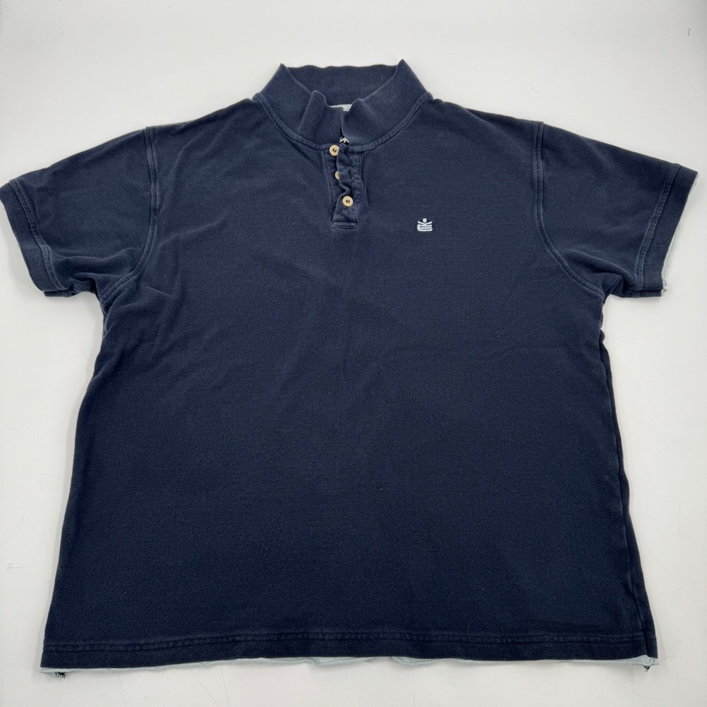 Machine Polo Shirt Mens XL Navy Blue Short Sleeve Button Up Casual‎ Top